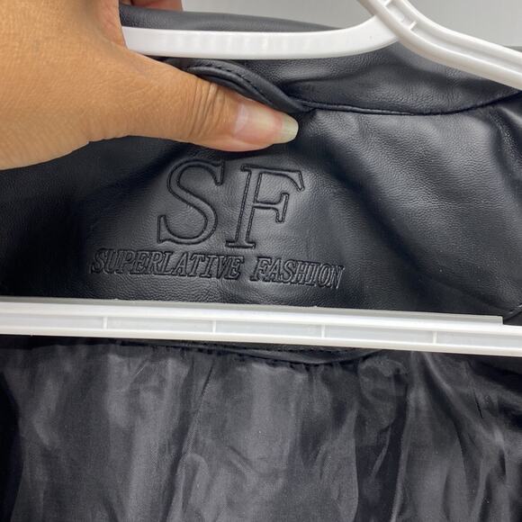 SF Superlative Fashion black moto jacket grunge dark faux leather size M - Picture 11 of 11